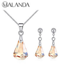 MALANDA Brand Fashion Water Drop Crystal From Swarovski Pendant Necklaces Piercing Earrings For Women Jewelry Sets Wedding Gift 2024 - buy cheap