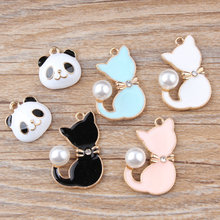 20Pcs/lot Cat and Panda Enamel Charms Alloy Dangle Charms for Necklace Pendant Jewellery 2024 - buy cheap