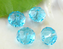 DoreenBeads Glass Loose Beads Flat Round Lake blue Faceted Transparent About 8mm(3/8")Dia,Hole:Approx 1.3mm,15 PCs 2024 - buy cheap