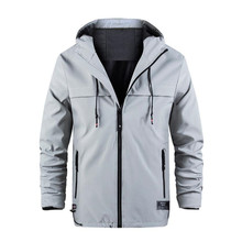 Новая весенне-осенняя мужская повседневная куртка, однотонная куртка с капюшоном, водонепроницаемое пальто 2024 - купить недорого