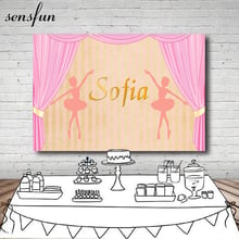 Sensfun Dance Ballerina Backdrop Pink Curtain Girls Birthday Party Backgrounds For Photo Studio Customized 7x5FT Vinyl Polyester 2024 - buy cheap