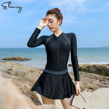 Long Sleeves Surfing Suits Solid Sexy Swimming Skirt Women One Piece Sport Swimwear Summer Beach Surfing Suits Padded  M-2XL 2024 - buy cheap