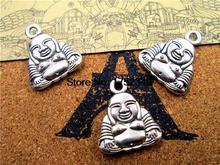 7pcs--Buddha Charms ,Antique tibetan silver Tone Maitreya Buddha double sided Charm Pendants 26x22mm 2024 - buy cheap