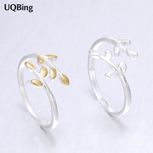 New Arrivals Gold/Silver Leaves Plain 925 Silver Rings Adjustable Open Ring For Girl Women Rings Gift Jewelry 2024 - buy cheap