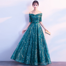 New Boat Neck Sashes Lace up back A Line Half sleeves Evening Dresses Party Vestido De Festa Prom Gowns Long Fashion 2024 - buy cheap
