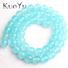 AA Natural Stone Beads Blue Ice Chalcedony Jades Round Loose Bead For Making Jewelry DIY Bracelet 15''Strand 6/8/10/12mm 2024 - buy cheap