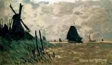 Canvas Art online Claude Monet Paintings A windmill near zaandam High quality Hand painted 2023 - buy cheap