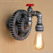 Loft Style Water Pipe Lamp LED Edison Wall Sconce Metal Wooden Gear Wall Light Fixtures Vintage Industrial Lighting Home Decor 2024 - buy cheap