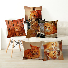 XUNYU 45*45cm Cute Pet Cat Pattern Cushion Cover Linen Pillowcase Car Home Sofa Decorative Throw Pillowcase B0010 2024 - buy cheap