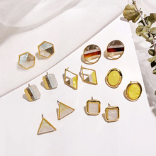 Pendientes geométricos simples de Metal para mujeres y niñas, diseño de triángulo redondo bonito, joyería japonesa, Pendientes Brincos L18 2024 - compra barato