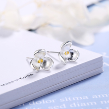 Pendientes de plata esterlina 925 con forma de flor para mujer, joyería pequeña para niña, pendientes kolczyki oorbellen, aretes de mujer 2024 - compra barato