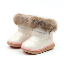 Bota de neve para meninas, sapato com sola macia de pelúcia quente para bebês, couro, inverno, bota de neve para bebês 2024 - compre barato
