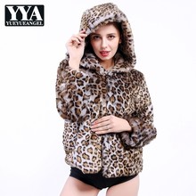 2021 Fashion Womens Leopard Hoody Faux Rabbit Fur Punk Jacket Female Loose Fit Casual Short Style Warm Winter Party Outwear Coat 2024 - buy cheap