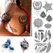 FANRUI Lotus Moon Mandala Flower Star Temporary Tattoos For Adult Women Sticker Black Henna Sexy Body Art Fake Jewels Tattoo 2024 - buy cheap