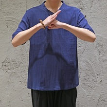 Roupa chinesa tradicional masculina, camisa com gola mandarin, wushu kung fu, roupa chinesa para homens, tops ta299 2024 - compre barato