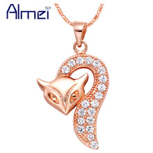 Almei 5%Off Silver Color Fox Women Necklace Pendant Charm Jewelry with Chain Gift Accessories Zircon CZ Zircons Gifts N954 2024 - buy cheap