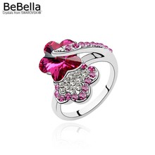 BeBella-Anillo de dedo de cristal con flor de ciruela, joyería con cristales de Swarovski, para mujeres y niñas, regalo de Navidad 2024 - compra barato