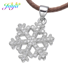 Juya Fashion Jewelry Supplies Micro Pave Zircon Snowflake Charm Pendant Necklace For Women Girls Christmas Gift Necklace 2024 - buy cheap