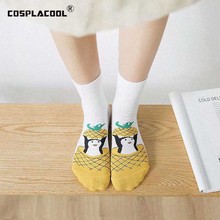 Women's Korean Harajuku Animals Fruit Cute Socks Pineapple Penguin Strawberry Pig  Meias Creative Jacquard Cartoon Funny Socks 2024 - buy cheap