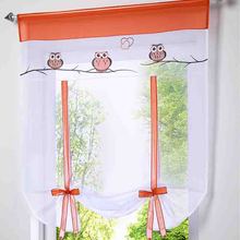 2016 cafe kitchen curtains voile window blind curtain owl embroidered tap top sheer kitchen door lifting roman blinds rod pocket 2024 - buy cheap