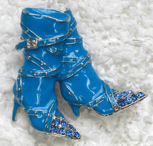Fashion Brooch Blue Rhinestone Enameling Shoes Pin High-Heeled shoes brooches C217 B 2024 - buy cheap