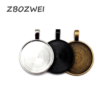 10pçs 25mm colar banhado a bronze preto e prata, pingente configuração cabochão camafeu bandeja base moldura de cobre joias em branco 2024 - compre barato