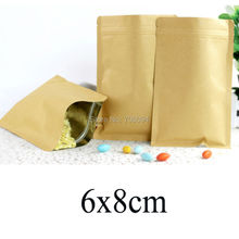 6x8cm/2.36''x3.15'',200pcs/lot,Wholesale Blank brown Ziplock Kraft bag,Candy/Coffee/Tea/gift Kraft paper bag ,FreeShipping 2024 - buy cheap