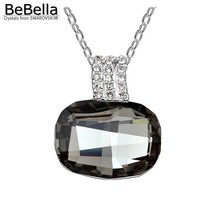 Pingente de pedra de cristal cinza grande bebella, colar com cristais austríacos de swarovski, presente para mulheres 2024 - compre barato