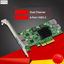 Tarjeta PCI-E USB 3,0 para ordenador de escritorio, 4 puertos, PCI-E a USB 3,0, 5Gbps, doble canal 2024 - compra barato