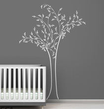 Bordado inspirado chique branco árvore decalque da parede para crianças quarto berçário decoração da sua casa adesivos de parede arte a233 2024 - compre barato
