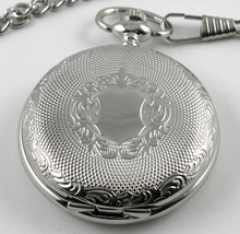 Archaize Silver Stainless Steel Engraved Mechanical Antique Style Pocket Watch Hand Wined Classic Watches Free Chain Men 2024 - buy cheap