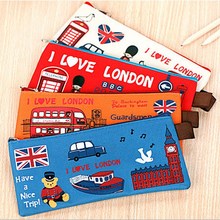 New Londom Style Canvas Pen Pencil Case Cosmetic Makeup Purse Coin Zipper fashion Bag  Student supplies hot 2024 - buy cheap