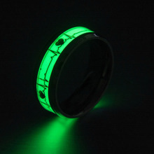 Унисекс, светящееся в темноте кольцо из нержавеющей стали, ФЛУОРЕСЦЕНТНОЕ кольцо для мужчин и женщин, светящееся ECG Звездное кольцо 2024 - купить недорого