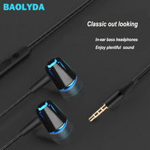 Baolyda 6D Super Bass fone de Ouvido fone de Ouvido Com Fio 3.5 m Esporte Música Hi-Fi Fone de Ouvido Microfone para Iphone Xiaomi com luz Noturna 2024 - compre barato