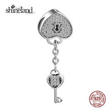 Shineland Romantic 925 Sterling Silver Jewelry Accessories Symbol Of Trust LOVE Heart Key Lock Charms Bracelet Necklace Pendants 2024 - buy cheap
