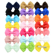 20pieces/set Solid Color Ribbon Girls Hair Bows Clip 3inch Kids Hairpins Hairgrips Fashion Headwear 2024 - buy cheap
