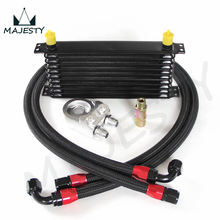 UNIVERSAL 10 ROW AN-10AN UNIVERSAL ENGINE TRANSMISSION OIL COOLER KIT  TRUST TYPE BLACK +SILVER FILTER ADAPTER KIT BLACK HOSE 2024 - buy cheap
