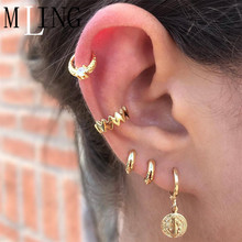MLING 5 Pcs/Set Fashion Gold Crystal Stud Earring Vintage Moon Coin Circle Stud Earrings For Women 2024 - buy cheap