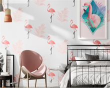 Beibehang papel de parede para quarto de crianças, novo estilo nórdico flamingo, mural decorativo para paredes 3 d, mural 3d 2024 - compre barato