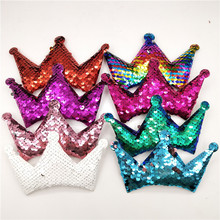 24pcs/lot Sequin Crown Padded Appliques For Clothes Sewing Supplies DIY Craft Decoration Baby Headwear Accessories 2024 - buy cheap