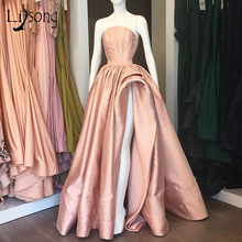 Sparkle Rose Gold Long Prom Dresses Sexy High Side Split A-line Prom Gowns Off Shoulder Plus Size 2018 Abendkleider Vestidos 2024 - buy cheap
