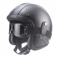 Free shipping PU Leather for  Helmets 3/4 Motorcycle Chopper Bike helmet open face vintage motorcycle helmet 2024 - buy cheap