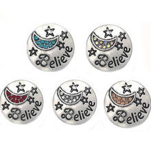 10pcs/lot New Snap Jewelry Star Moon Believe Metal Snap Button Fit Silver Snap Bracelet Bangles DIY 18mm Snap Buttons Jewelry 2024 - buy cheap