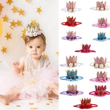 Hot Sale Baby Girl Hairband Children Lace Crown Hair Wear For Kids Head Band Flower Headband Baby Hair Accessories for festival 2024 - buy cheap