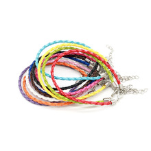Pulsera de cordón de cuero para mujer, brazalete de 12 colores mezclados al azar, para joyería, 18cm, DIY 2024 - compra barato
