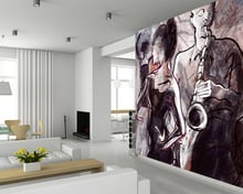 Custom art Wallcoverings, banda de Jazz y bailarines, papel tapiz retro Para sala de estar dormitorio cocina Fondo papel de pared 2024 - compra barato