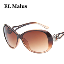 [EL Malus]Fashion Retro Oval Frame Sunglasses UV400 Vintage Women Female Black Red Sun Glasses Brand Designer Eyewear Mirror 2024 - buy cheap