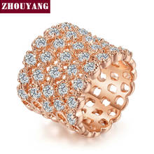 Модное кольцо ZYR021 со звездами розового золота с настоящими Австрийскими кристаллами всех размеров 2024 - купить недорого