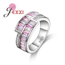925 Sterling Silver  Luxry Wedding Ring Engagement Pink & Clear AAA CZ Crystal Jewelry For Women With Austrian Crystal 2024 - buy cheap