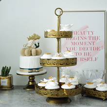 Винтажный десертный поднос, кружевная Золотая подставка для торта, тарелки, украшение для стола, свадьбы 2024 - купить недорого
